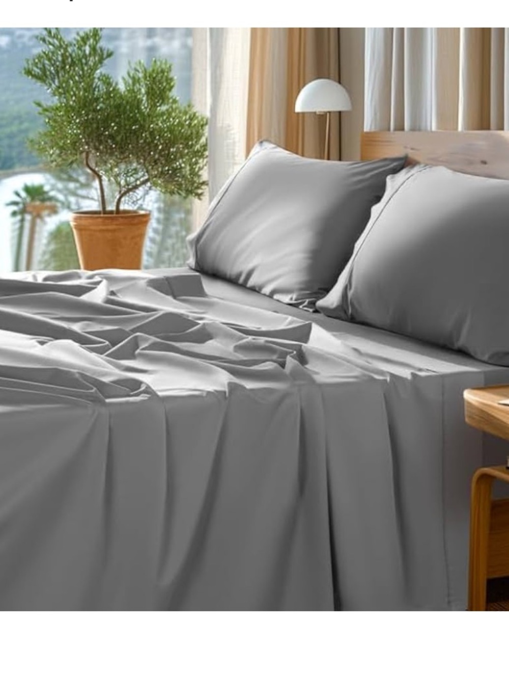 NEW sealed Sonoro Kate 1000 Series 100% Egyptian Cotton 4 pc Sheet Set in Grey